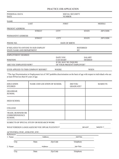 Practice Job Application - Fill Online, Printable, Fillable, Blank | pdfFiller