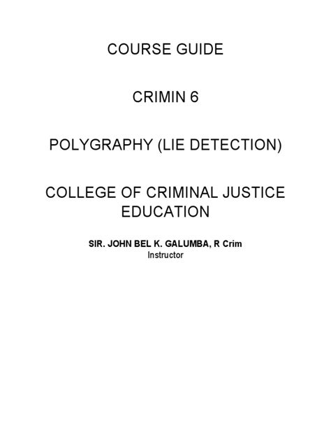 Course Guide Lie Detection Techniques | PDF | Polygraph | Cognition