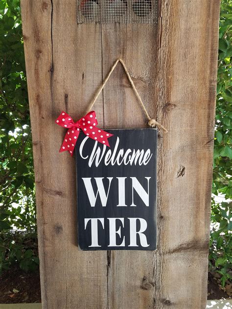 Welcome Winter Wood Sign. Rustic winter sign winter wooden