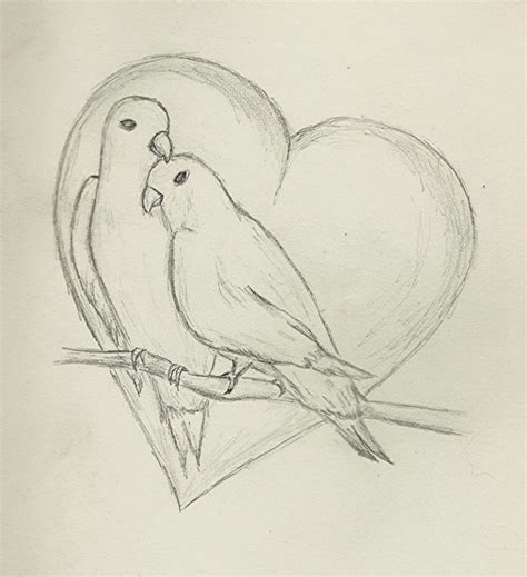 Pencil Drawing Love Birds - bestpencildrawing