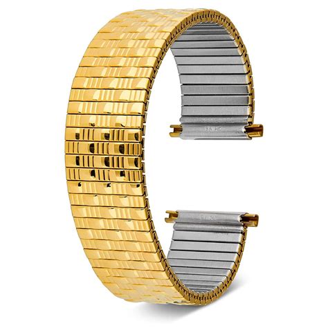 United Watch Bands Expandable Silver Or Gold Tone Accented Stainless ...