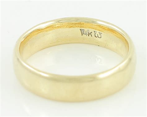 14k Vintage Wedding Band - Yellow Gold Comfort Fit Ring Plain 4.9 mm Band Size 6.5 circa 1950 ...