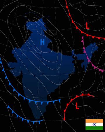 Vector of Weather map of the India. - ID:132926426 - Royalty Free Image - Stocklib