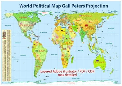 Map Of The World Peters Projection Printable - Free Printable Download