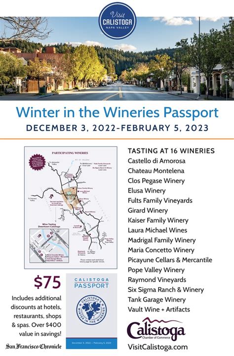 Winter in The Wineries 2022-2023: Calistoga, Napa Valley Passport