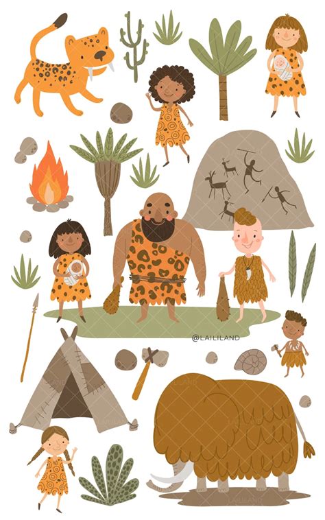 Stone Age Clipart Prehistoric Era Clip Art Ice Age Family | Etsy ...