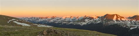 Panorama of the Alpine Tundra and mountain landscape along Trail Ridge Road in Rocky Mountain ...