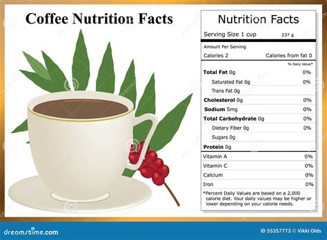 Coffee Nutrition Facts Stock Vector - Image: 55357773