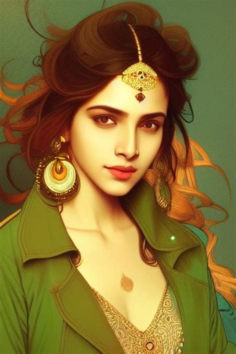 Indian Beauty in Green - AI Generated Artwork - NightCafe Creator