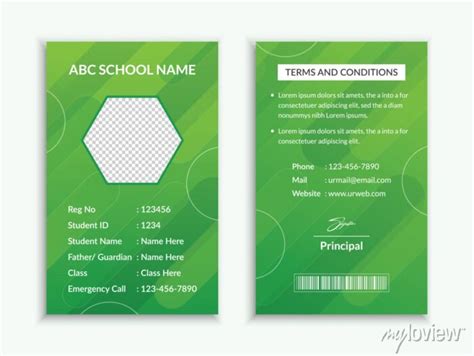 Student and employee id card design layout posters for the wall • posters poster, green, frame ...