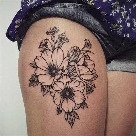 50+ Pretty Flower Tattoo Ideas - For Creative Juice | Floral thigh tattoos, Tattoos, Pretty ...