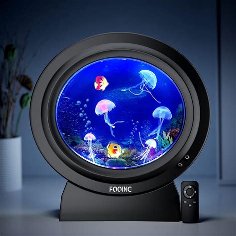 FOOING Jellyfish Lava Lamp Aquarium Wall Lights Electric Round Jellyfish Lamp Fake Fish Tank ...