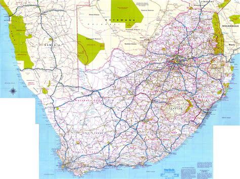 South Africa Road Map With Distances | Map Of Africa