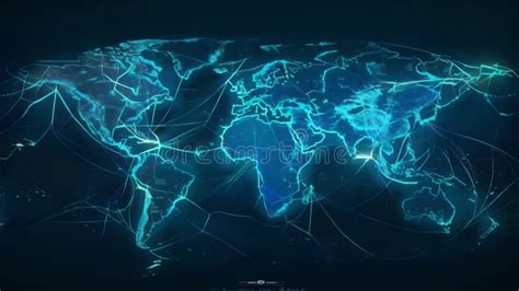 An Interactive Map of the World with Blue Lights Highlighting Different Regions, Depicting a ...