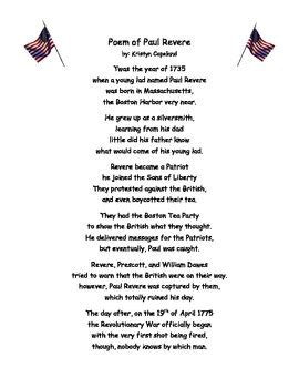 Paul Revere Poem: Common Core 3rd Grade | TpT