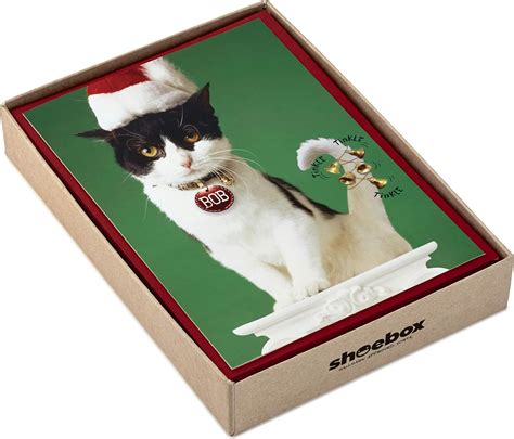 Hallmark Shoebox Funny Boxed Christmas Cards, Cat with Jingle Bells (16 ...