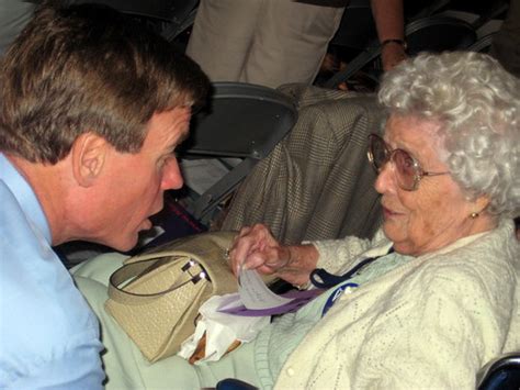 Mark Warner greets a 90 year-old supporter at the Virgini… | Flickr