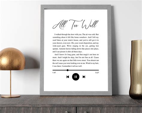 All Too Well Lyrics Print. Taylor Swift Red Album Printable. - Etsy Canada