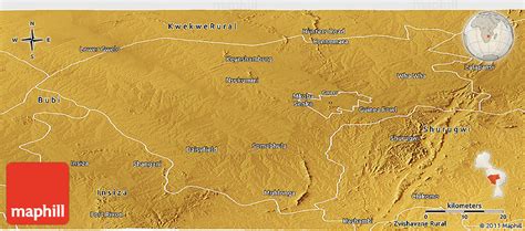 Physical Panoramic Map of Gweru Rural