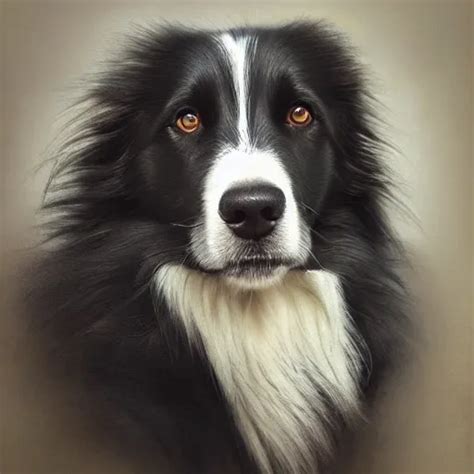 majestic, oil, canvas, border collie, dressed as a 1 9 | Stable ...