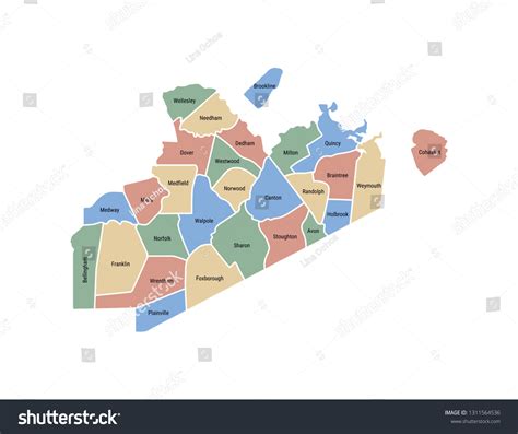 Norfolk County Map Massachusetts Stock Vector (Royalty Free) 1311564536 | Shutterstock