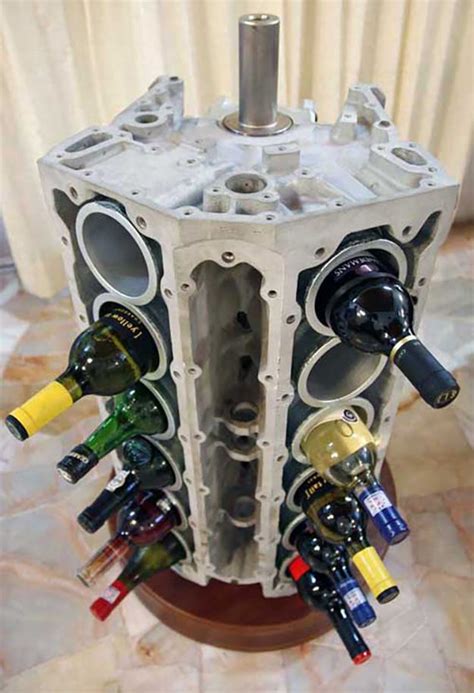 DIY Wine Rack from V-12 Engine Block