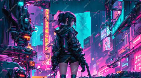 Premium AI Image | The neonlit streets of a cyberpunk anime night city with this captivating 4K ...