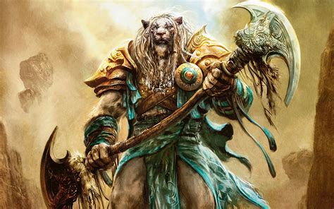 1440x900 resolution | lion warrior wielding glaive digital wallpaper ...