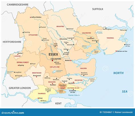 Essex County Administrative Map Stock Illustration - Illustration of ...