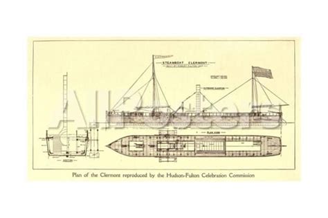 Plan of Robert Fulton's First Steamboat the Clermont Built in 1807 ...