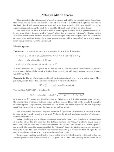 Metric Spaces | PDF | Sequence | Metric Space