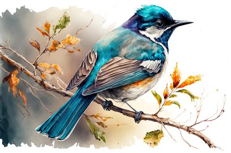 Premium Photo | Beautiful colorful bird digitally painted. Watercolor art.