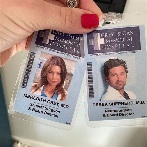 Grey's Anatomy MEREDITH GREY Sloan Memorial Hospital ID Badge Card Cosplay Costume Name Tag ...