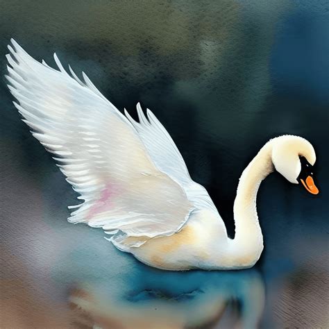 Beautiful Cute Watercolor Illustration of Dreamy Pastell Baby Swan ...