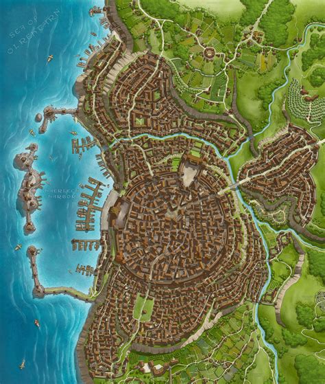 The City of Haerlech by Sirinkman [50%] by SirInkman | Fantasy city map ...