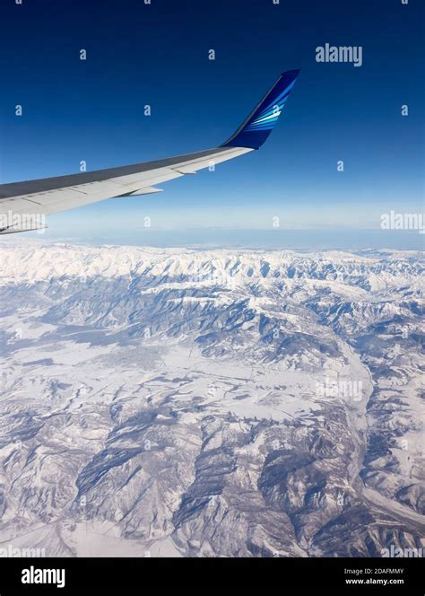 Caucasus range, Azerbaijan - February 12, 2020: Azerbaijan Airlines ...