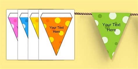 👉 Printable Bunting Template - Editable Polka Dot Design