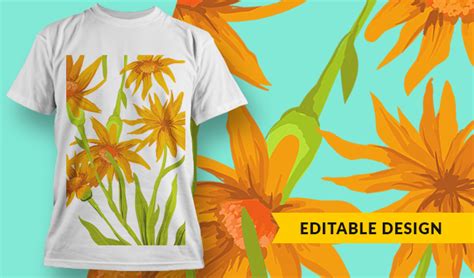 Flowers - T-Shirt Design Template 3129 - Designious