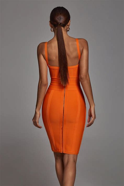 Orange Bandage Dress | Mini Dress | Cocktail Dress – Bellabarnett