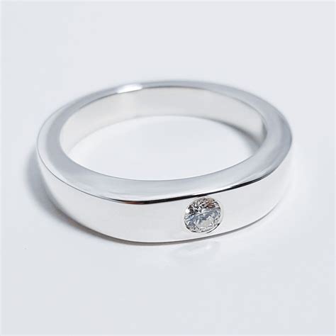 Sterling Silver Simple Diamond Ring Single Diamond Ring