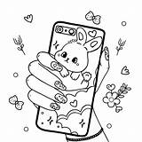 Vector Black And White coloring page A Cell phone In Hand Case  sketch template