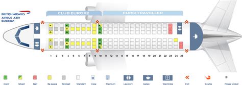 Seat map Airbus A319-100 British Airways. Best seats in plane