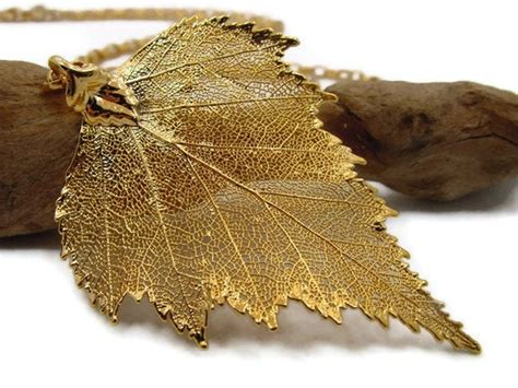 Items similar to Leaf Necklace, Gold Leaf Jewelry, Electroplated Leaf ...