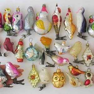 Bird VINTAGE Christmas Ornaments, RETRO Glass Home Decor, Silver ...