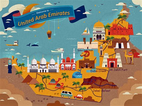 United Arab Emirates Map of Major Sights and Attractions - OrangeSmile.com