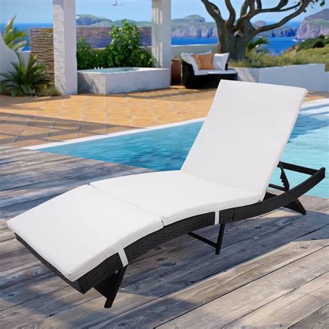 Outdoor Lounge Chairs, Rattan Patio Chaise Lounge Chairs with ...