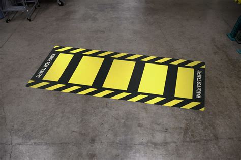 Watch for Traffic Black/Yellow - Crosswalk Floor Sign | Creative Safety Supply