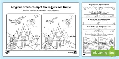 Spot the Difference Black and White Colouring Pack - Twinkl