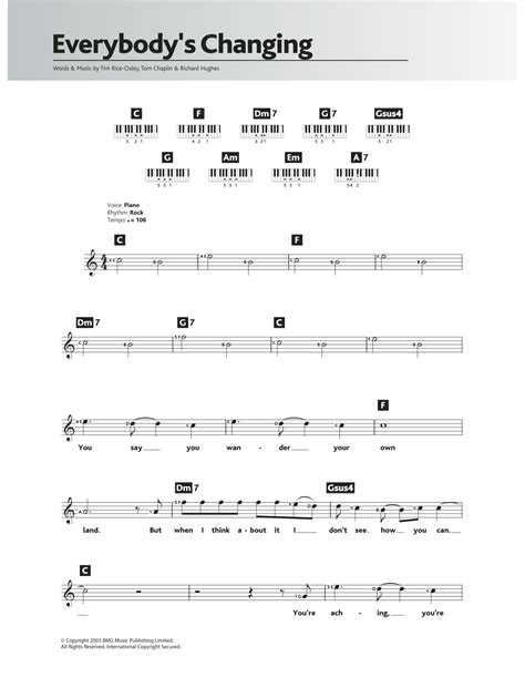 Keane - Everybody's Changing at Stanton's Sheet Music