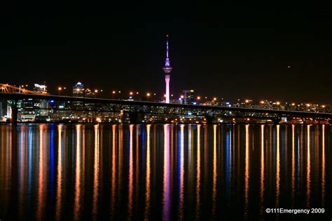 Auckland City, Harbour Bridge & Skytower at night | 111 Emergency | Flickr